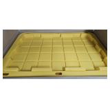 Black plastic totes w/ yellow lids. Set of 4