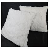 2 Square, decorative pillows. White