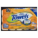 15 Mega Rolls Super Premium Paper Towels