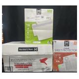 5,000 sheets of multipurpose paper, 250 clear
