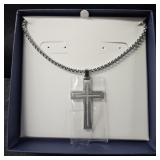 Gents Cross 0.20ctw Diamond Stainless Steel chain