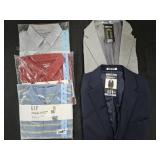 Men's size Large DKNY blazers and polo shirts.