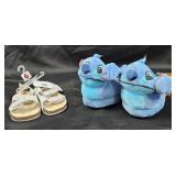 Kid's size 6 sandals and size 5/6 Stitch slippers