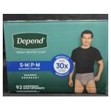Depend Men's protection underwear size S/M 92