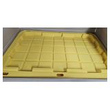 Black plastic totes w/ yellow lids. Set of 4