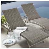 (MSRP: $499) Padded Wicker Chaise Lounger, Set of