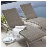 (MSRP: $499) Padded Wicker Chaise Lounger, Set of
