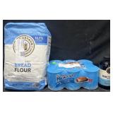 10lb bag unbleached bread flower, 6-14oz cans