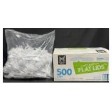 Approx. 600 white plastic forks & 500 clear flat