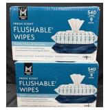 2- 540ct. Boxes of Flushable Wipes