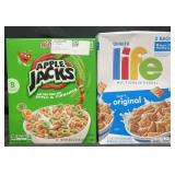 36.5oz Kellogg Apple Jacks & 62oz Quaker Life
