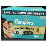 180ct. Box of Pampers Swaddlers Size 2 Diapers
