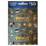 2 - $25 ($50 TOTAL) POTBELLY SANDWICH GIFT CARDS