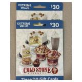 6 - $10 ($60 TOTAL) COLD STONE CREAMERY GIFT