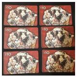 6 - $10 ($60 TOTAL) COLD STONE CREAMERY GIFT