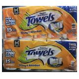 2- Super Premium Paper Towels 15 rolls each
