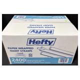 2400ct. Box of Hefty Paper Wrapped Giant Straws