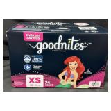 74ct. Box of Goodnites Size XS Nighttime