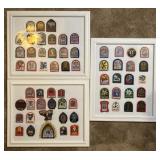 3 framed collection of patches, European