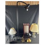 5 table lamps and 1 floor lamp, vintage brass