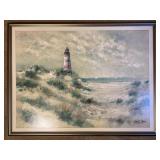 John Blowers acrylic on board depicting seaside