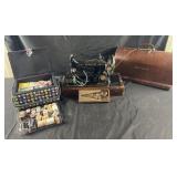 Antique Singer portable sewing machine with