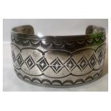 Louise Platero Navajo Sterling cuff, marked