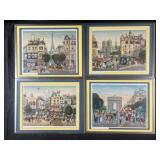 4 framed wall art, depicting Paris street scenes,