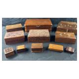 Group of decorative wooden boxes