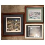 3 framed wall art, Will Moses 'Halloween Ball'