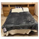 3 piece Queen Golden Oak headboard with storage,