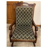 Antique upholstered glider with nailhead trim &