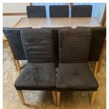 Dining table with 8 chairs, wood table with tile