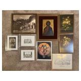 9 wall art, prints, vintage oil on wood, prints