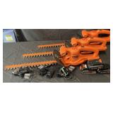 3 B&D cordless hedge trimmers, 3 batteries and