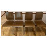 Set of 4 wood & metal chairs, 34' high