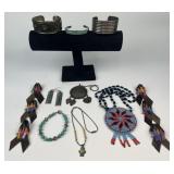 Group of fashion jewelry, Navajo Turquoise cuff,