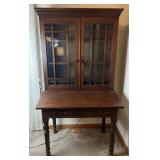 Antique 2-piece secretary bookcase, 2 glass doors
