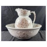 Vintage English 'Cannes' decorated pitcher & wash