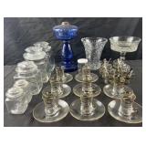 Group of decorated glass, canisters, demitasse
