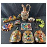Group of decorative accessories, clay masks,