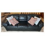 Flex steel black leather couch, 3 cushion with 4