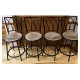 Set of 4 barstools with faux suede seats, 37'