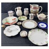 Group of decorative porcelain, pitchers, plates,