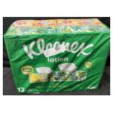 12- Flat Boxes of Kleenex Lotion Tissues