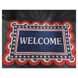 Welcome Mat. Red, white, and blue theme