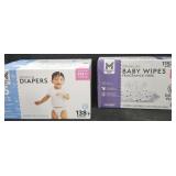 Premium size 6 diapers 138 count. Baby wipes 1152
