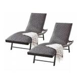 (MSRP: $499) Padded Wicker Chaise Lounger, Set of