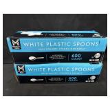 2- 600ct. Boxes of White Plastic Spoons