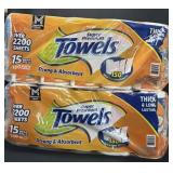 2- 45ct. Bags of Super Premium Paper Towel Rolls
